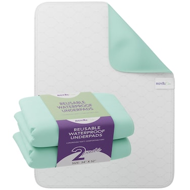 Incontinence Bed Pads - Reusable Waterproof Underpad Chair, Sofa and Mattress Protectors - Highly Absorbent, Machine Washable - for Children, Pets and Seniors (34x52 (Pack of 2), Green)