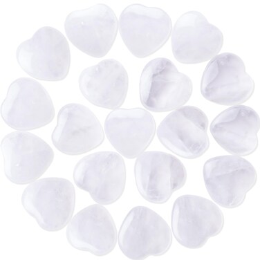 10pcs Natural Crystal Clear Quartz Heart Shaped Healing Clear Quartz Stones Polished Rocks Cute Mini Palm Chakra Gemstones Reiki Energy Balancing Stone for Meditation Birthday Gift 0.8 inch(20 mm)