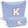 YOOLIFE Initial Makeup Bag   Teen Girl Gifts Trendy Stuff   Travel Makeup Bag for Girls   Gifts for 3 4 5 6 7 8 9 10 11 12 13 Year Old Girls   Makeup Bag for Girls Birthday Gifts for Kids Blue K