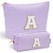YOOLIFE Birthday Gifts for Kids - Personalized Monogram Makeup Bag Cosmetic Bag Travel Toiletry Bag   Makeup Bag for Girls Teen Girl Friend Sister Wife Girlfriend Daughter Gifts Purple A
