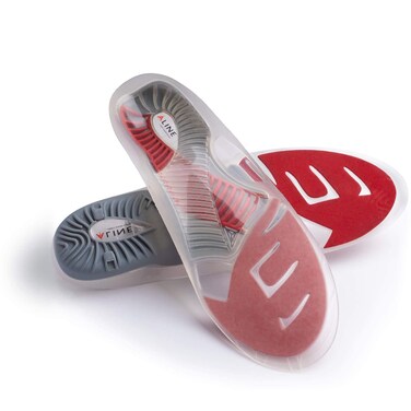 ALINE Shoe Inserts for Men &amp; Women - Arch Support, Work Boot Insoles for Standing All Day, Plantar Fasciitis Relief, Flat Foot Sole Orthotics. Red - Men 11-12 / Women 12-13 / EU 44.5-46