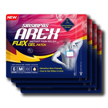 Arex Flex Pain Relieving Patch, 4 Pack (24 Patches), Strong Adhesion, Powerful Cool &amp; Hot Dual Effect