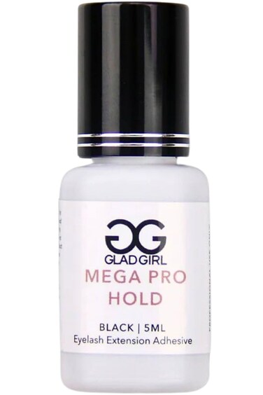 GladGirl Mega Pro Hold Lash Extension Glue for Single Strand Lashes, 5 ml, Volumizing, Low Fumes, Up to 3 Weeks Retention, Fast Drying Time