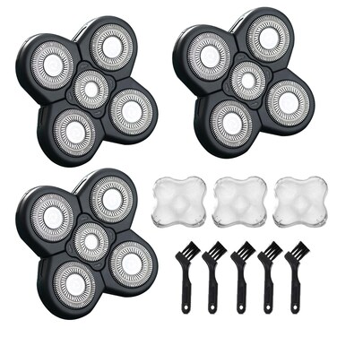 3PCS 5D Shaver Replacement Heads for Shaver Sharp Head Shaver Replacement Heads Floating Shaver Blades for Electric Rotary Shaver (3 PCSX5D Black)