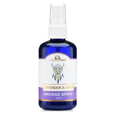 Sage Smudge Spray with Lavender (4 Fl Oz) - for Cleansing Negative Energy - Sage Spray Alternative to Smudge Sticks - Sustainably Made in USA with Pure Essential Oils and Real Crystals