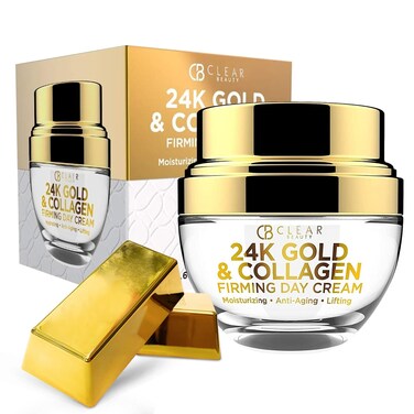 24K Gold &amp; Collagen Daily Face Moisturizer - Dermatologist Tested, Reduces Fine Lines, Anti-Aging, Clean Beauty, Cruelty-Free Korean Skincare, All Skin Types - 1.69 oz