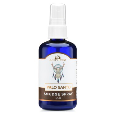 Palo Santo and Sage Smudge Spray (4 Fl Oz) - for Cleansing Negative Energy - Sage Spray Alternative to Smudge Sticks - Sustainably Made in USA with Pure Essential Oils and Real Crystals