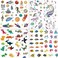 250pcs Temporary Tattoos for Kids Birthday Party - Featured 4 Series of Cute Waterproof Tattoos for Boys Girls, Dinosaurs,Spaceships,Fish,unicorn