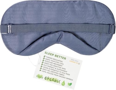 100% Bamboo Viscose Sleep Eye Mask - Navy Gray, 1 Pk - Light Blocking Travel Blindfold for Men &amp; Women - Ultra-Soft &amp; Comfortable w/Adjustable Strap for Restful Sleep