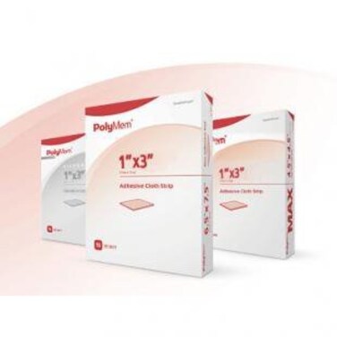 PolyMem Adhesive Strip 1 X 3 Inch Polyurethane/Film Rectangle Pink/White Sterile, 7031 - Box of 20