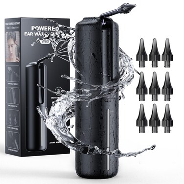 Water Powered Ear Cleaner Ear Wax Removal Kit Waterproof USB Rechargeable Safe &amp; Effective Triple Jet Stream 5 Pressure Settings 4 Modes Ear Cleaning Irrigation Kit with Basin &amp; 10 Tips