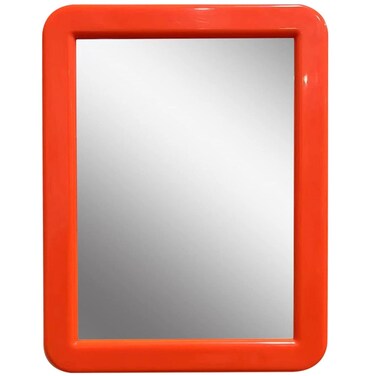 Magnetic Mirror for Locker, 5x7 inch - Orange Framed Real Glass Make-up Mirror - Locker Accessory for School, Home, Gym, Office
