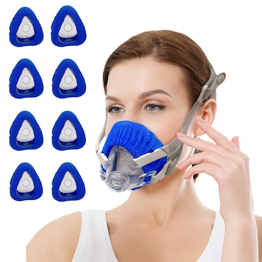 8 Pack CPAP Mask Liners Comfort Silky CPAP Mask Covers One Size Compatible with Most Full Face Style CPAP Mask Improve The Comfort of Wearing The Mask (Not Fit Nasal Style CPAP Mask (Blue)