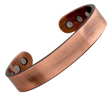 Pure Copper Plain Magnetic Heavyweight Cuff Bracelet for Men, with 8 Magnets 3500 Gauss