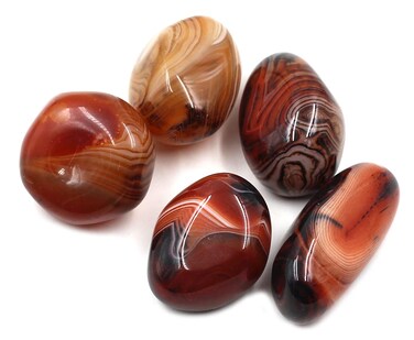 Chiloskit Natural Sardonyx Banded Agate Palm Stone Fossil Worry Stones Pebble Healing Crystal Gift for Girls 4CM, 6CM (4cm/5pcs)