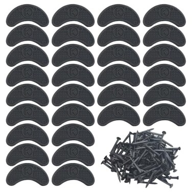 30PCS Heel Plates Black Heel Taps Rubber Tips Sole Heel Repair Pad Replacement with Nails(2.04" x 0.78" x 0.15")