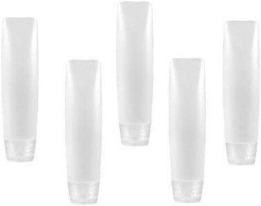 5 Pcs White 1 oz Travel Bottles Empty Refillable Toothpaste Tubes Containers Small Mini Size Squeeze Dispensers, Refillable Containers, Refillable Cosmetic Pump Dispensers Refillable Containers