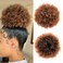 Yinmei Baibian Ombre Brown Kinky Curly Ponytail Hair Afro Puffs Drawstring Ponytails Synthetic Short Bun Extensions Hairpieces Updo Hair for Women Girls(1B/30#)