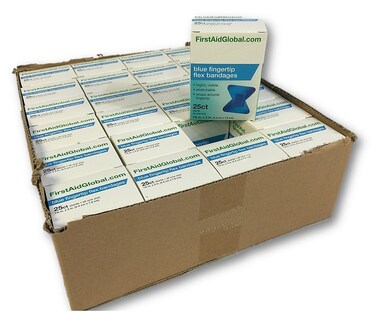 Flexible Fabric Bandages Bulk 24 Boxes/case (Blue Fingertip Flex 1-3/4x3")