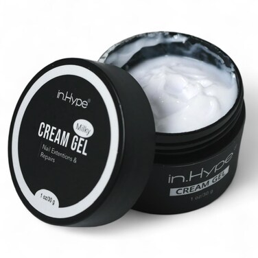IN.HYPE LED/UV HARD Cream Builder Gel for Extra Long Nail Extensions Jelly Thick for Nail Repair, Strengthening Beige Nude - Milky White