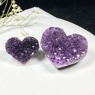 Amethyst Heart Natural Amethyst Healing Stones for Meditation and Chakra Healing - Heart-Shaped Crystal Rocks for Crystal Lovers and Enthusiasts (2.4 inch)
