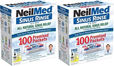 NeilMed Sinus Rinse All Natural Relief Premixed Refill Packets 100 Each (Pack of 2)