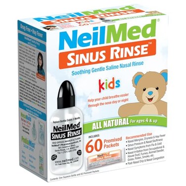 Neilmed's Sinus Rinse, Pediatric, Complete Saline Nasal Rinse Kit 60 Premixed Packets