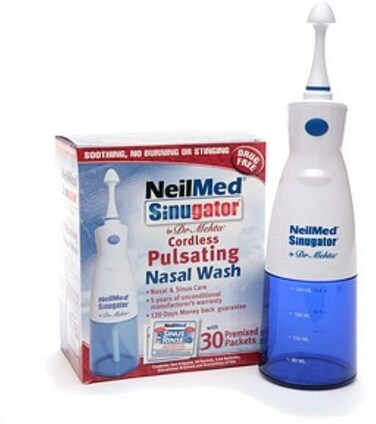 NeilMed Sinugator Cordless Pulsating Nasal Wash with 30 Premixed Packets 1 kit (Pack of 2)