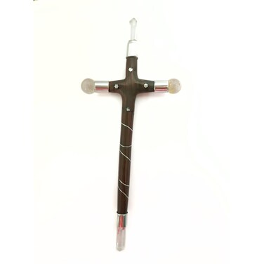 Jet Rosewood Cross Wand Healing Stick Chakra Balancing Spiritual Massage Handcrfted Reiki Meditation Approx 7-8 inch Long