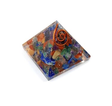 Jet Mix Chakra Gemstone Baby Pyramid Approx 20-25 mm Pyramid Seven Chakra Orgone Pyramid Balancing Reiki Healing Spiritual Good Luck Pyramid Best Gift for Home, Office