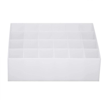 24 Grids Lipstick Holder Display Stand Cosmetic Organizer Women Makeup Storage Box Brushes Bottles Display Rack Holder(White)