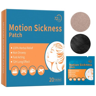 Sea &amp; Motion Sickness Patches - Dizziness Vertigo &amp; Nausea Relief - Anti Vomiting Bands for Adults &amp; Kids - For Cars Cruise Ships Airplanes Trains Buses &amp; Other Forms of Movement Transport - 20 Patch