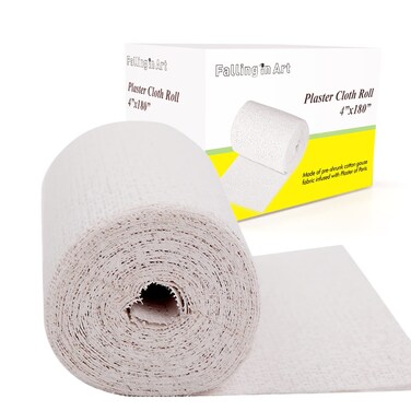 Falling in Art Plaster Cloth Rolls, 500gsm Plaster Strip, Plaster Gauze Bandages for Craft Projects, Mask Making, Belly Casts, Body Molds, 4inch x180inch, Single roll