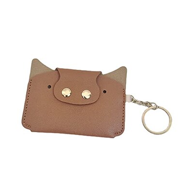 Birth Control Pill Case/Wallet PU Leather Medicine Holder Cute with Keychain(Brown)