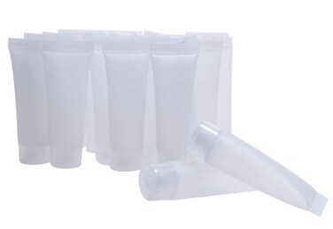 Shapenty 10ml Clear Plastic Empty Tubes Refillable Facial Cleanser Hand Cream Cosmetic Lotion Containers Soft Makeup Sample Holder Bottle Vial Jar Pot Case with Flip Lid for Travel DIY Project, 30PCS