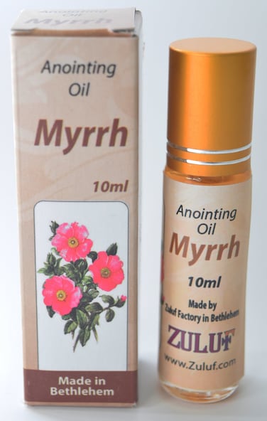 Myrrh Mirra Anointing Oil Bethlehem City Of King David Zuluf - 10ml (.34 fl. oz.) Roll-On Bottle Israel Blessing Oil   Blessed Anointing Oil Authentic Fragrance Myrrh Mirra Holy Land Spices PER005