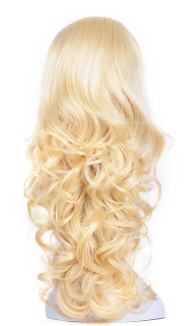 Onedor 23" Curly Hair Women Ladies 3/4 Half Wig Premium Japanese Synthetic fibers Wigs with Secured Mesh Head Cap (R1488H)