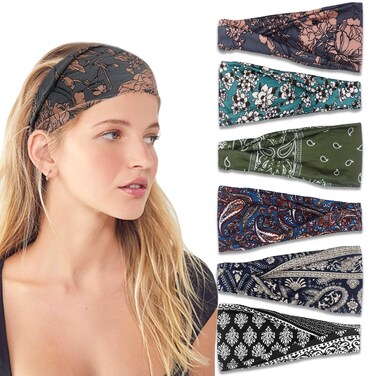 IVARYSS Headbands for Women, Non-Slip, Premium Stretchy Head Bands Hair Accessories,Wear for Yoga, Fashion, Working Out, Travel or Running, 6 Pack, Boho