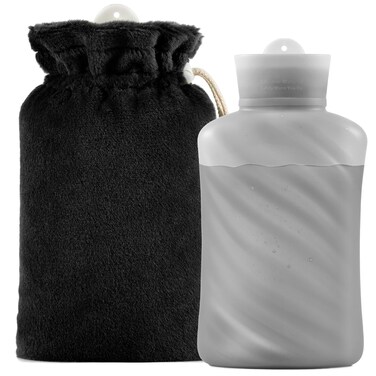 1 Liter Microwavable Hot Water Bottle with Cover, AODISTUCE 2023 Upgrade Silicone Hot Water Bottles for Pain Relief Hot Water Bag with Cover for Menstrual Cramps/Joint Pain/Hot and Cold Compress