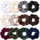 IVARYSS Scrunchies for Hair Sleep, Premium Satin Soft Than Silk for Women Curly Hair, Cute Bands Ties for Girls Thin   Thick Hair Styling, 12 Pack, Dark