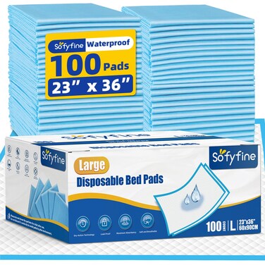 100 Count Chucks Disposable 23"x36" Leakproof Adults Incontinence Bed Pads, Waterproof Underpads for Elderly, Extra Large Puppy Pee Pad, Baby Changing Liner