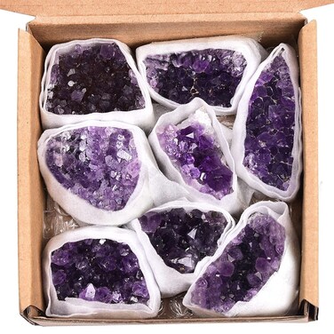 JIC Gem 1.1 Lbs Amethyst Clusters Natural Raw Amethyst Geode Purple Healing Crystal Stones Witchcraft Gemstone Specimen 1-2 Inch