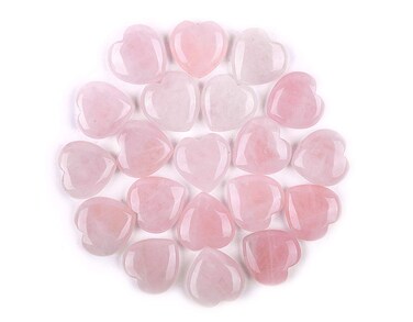 JIC Gem Set Of 20 Natural Rose Quartz Crystal Heart Stones Rose Quartz Heart Sets Pink Healing Crystal Stones Heart For Chakra Reiki Balancing