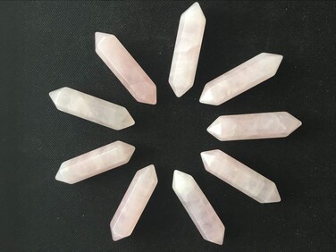 JIC Gem 20 pcs Rose Quartz Crystal Wands 6 Faceted Reiki Stone Rose Quartz Healing Crystals Points Bulk Crystal Wands Wholesale for Chakra Meditation