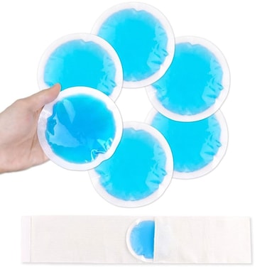 NEWGO Small Ice Packs for Injuries, 6 Pack Round Ice Packs for Face, Hot and Cold Gel Ice Pack Circular Cold Compress with Cloth Backing &amp; Sleeve for Pain Relief, Toothaches, Breast Surgery