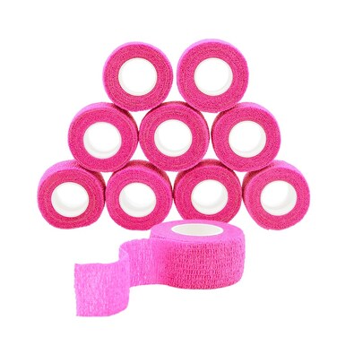 Self Adhesive Wrap Bandage Cohesive Bandage Breathable Self Adherent Wrap for Sprain Swelling and Soreness on Wrist and Ankle 10PCS 1 in X 14.7 ft (Pink)