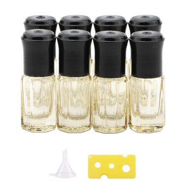 Essential Oil Roller Bottles, 8Pcs 3ml Roll-on Bottles with Opener Funnel, Mini Glass Massage Roller Bottles Roll on Vials for Perfume Lip Balms Aromatherapy, Bright Yellow