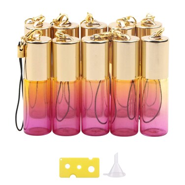Glass Roller Bottles, 5ml Mini Yellow Rose Gradient Roll On Bottles, Empty Sample Vials Containers for Essential Oil Perfumes Lip Balms, Pack of 10