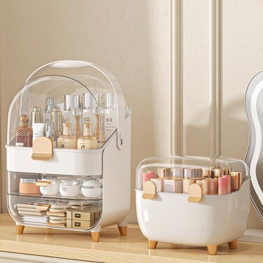 Makeup Organizer, Skincare Holder Bathroom Counter Organizer, Storage Box Cosmetic Display Cases, Teen Girl Gifts Trendy Stuff Make up Organizers for Vanity, Dresser, Countertop (Rose Gold)