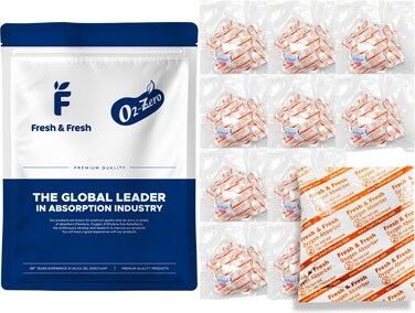 500 CC [100 Packets] Premium Oxygen Absorbers for Food Storage, Oxygen Absorbers (10 Bag of 10 Packets) - ISO 9001 &amp; 14001 Certified Facility Manufactured